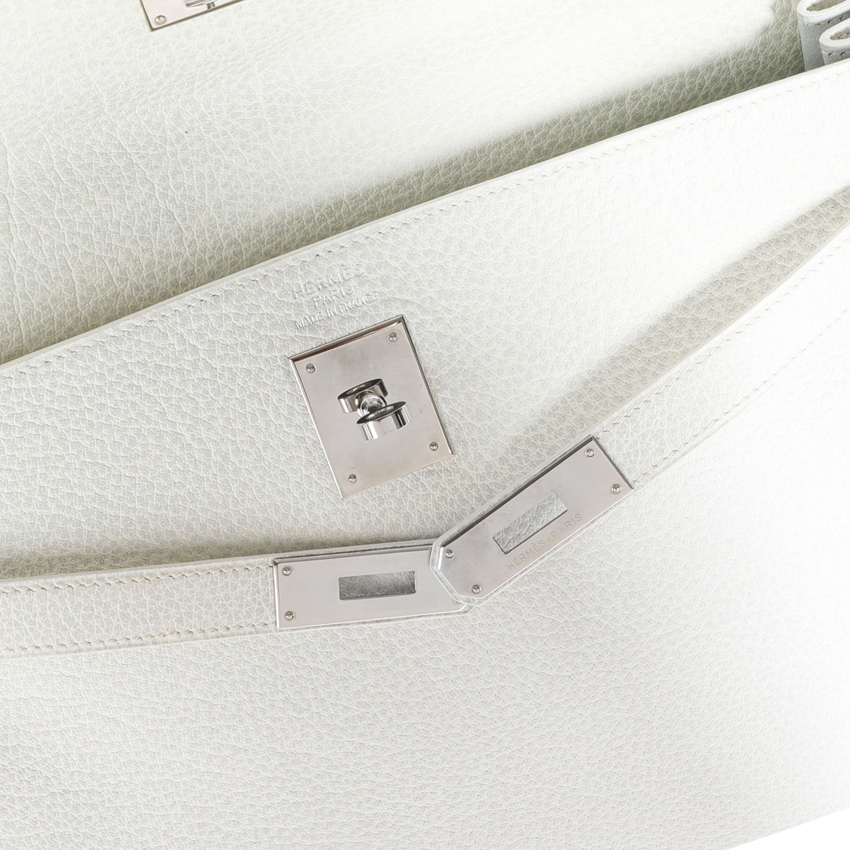 Hermès Gris Perle White Buffalo Skipper Dalmatian Retourne Kelly 35 PHW Handbag ad2