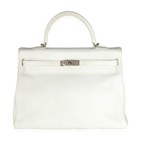 Hermès Gris Perle White Buffalo Skipper Dalmatian Retourne Kelly 35 PHW Handbag fv