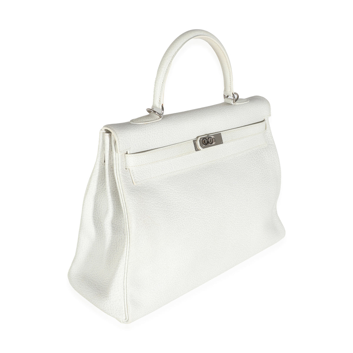 Hermès Gris Perle White Buffalo Skipper Dalmatian Retourne Kelly 35 PHW Handbag pv