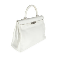 Hermès Gris Perle White Buffalo Skipper Dalmatian Retourne Kelly 35 PHW Handbag pv