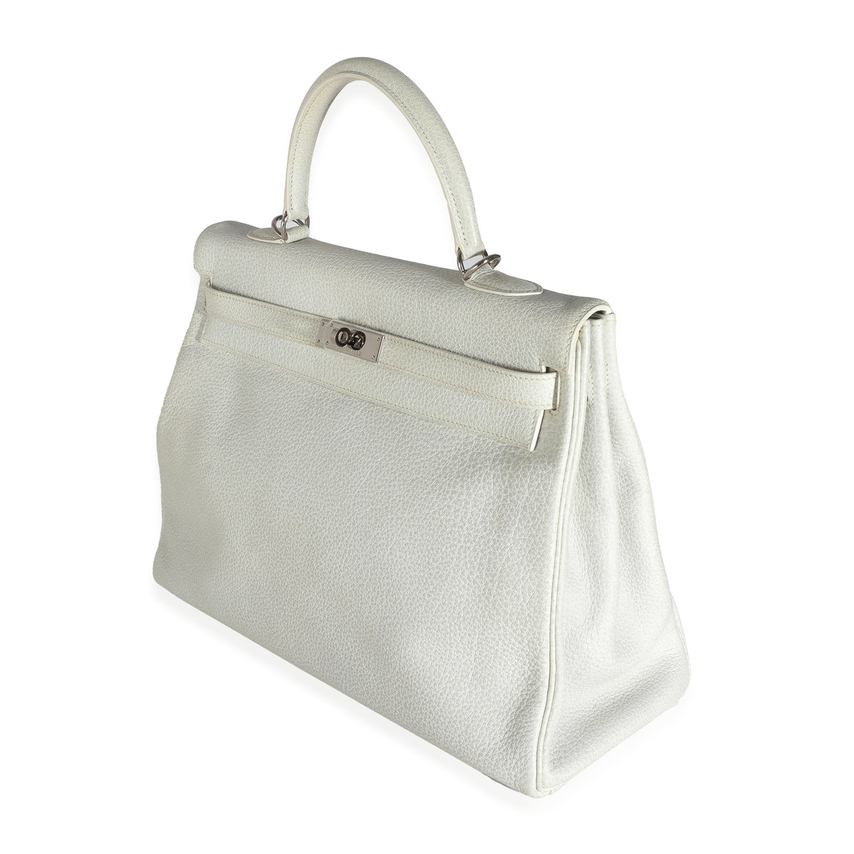 Hermès Gris Perle White Buffalo Skipper Dalmatian Retourne Kelly 35 PHW Handbag sv