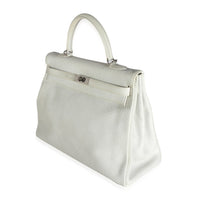 Hermès Gris Perle White Buffalo Skipper Dalmatian Retourne Kelly 35 PHW Handbag sv