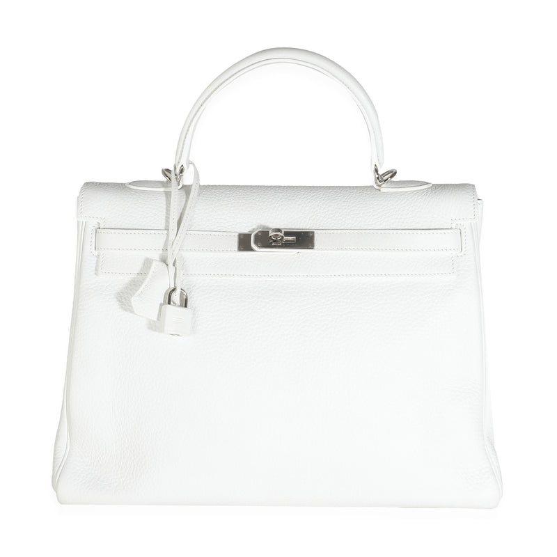 Hermès White Togo Retourne Kelly 35 PHW Handbag fv