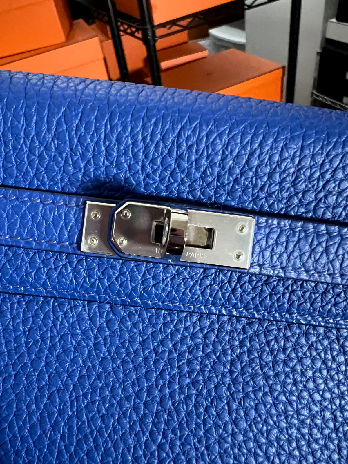 Hermès Bleu Royal Togo Kelly Retourne 25 PHW Handbag