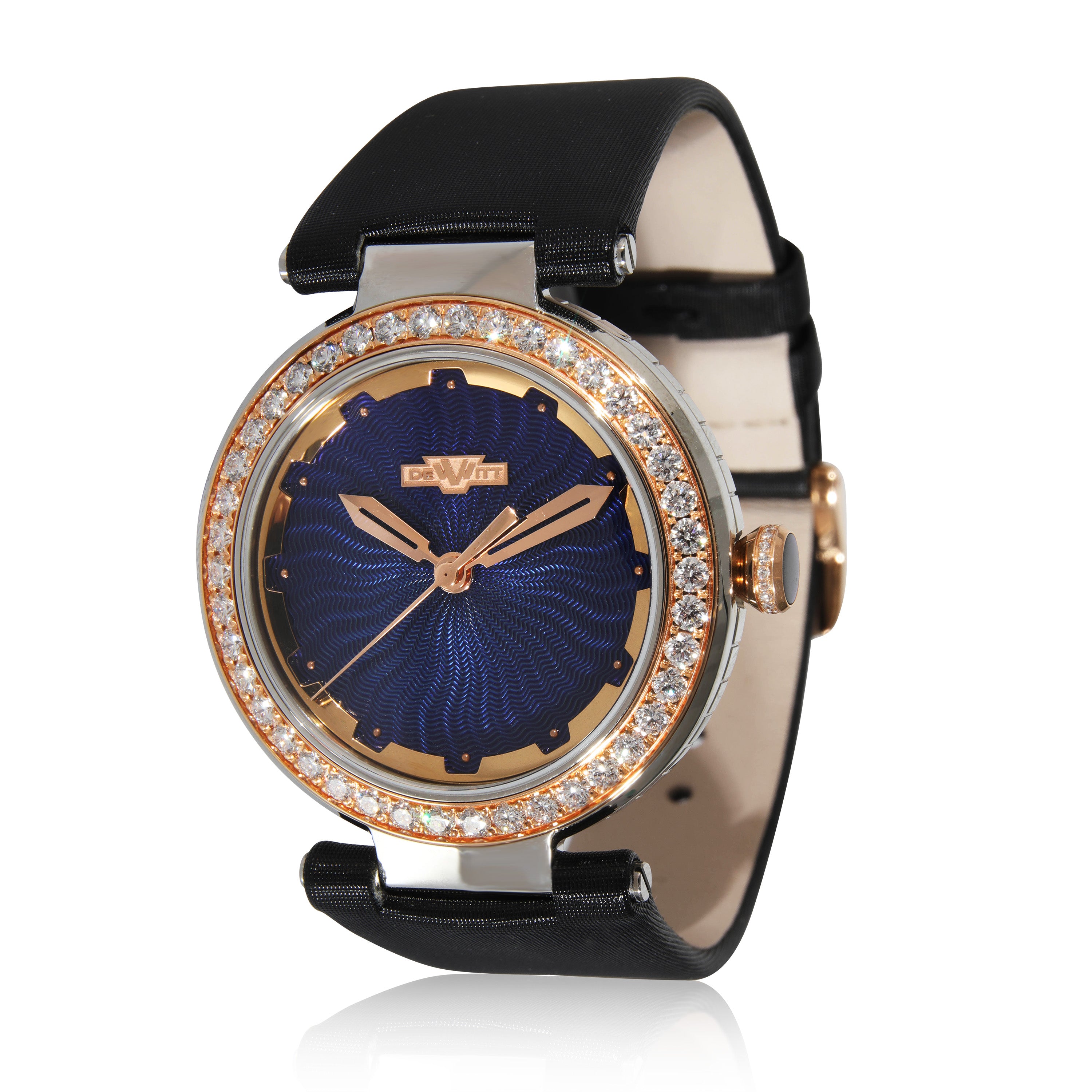 DeWitt Blue Empire BEM.QZ.001 BLK Unisex Watch in 18kt Stainless Steel/Rose Gold fv