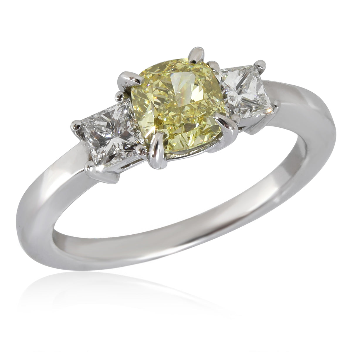 myGemma Fancy Intense Yellow Cushion Engagement Ring in Platinum VS1 1.31 CTW av