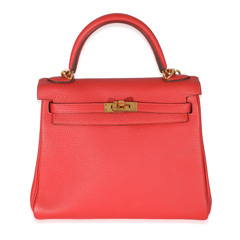 Hermès Geranium Togo Retourne Kelly 25 GHW Handbag fv