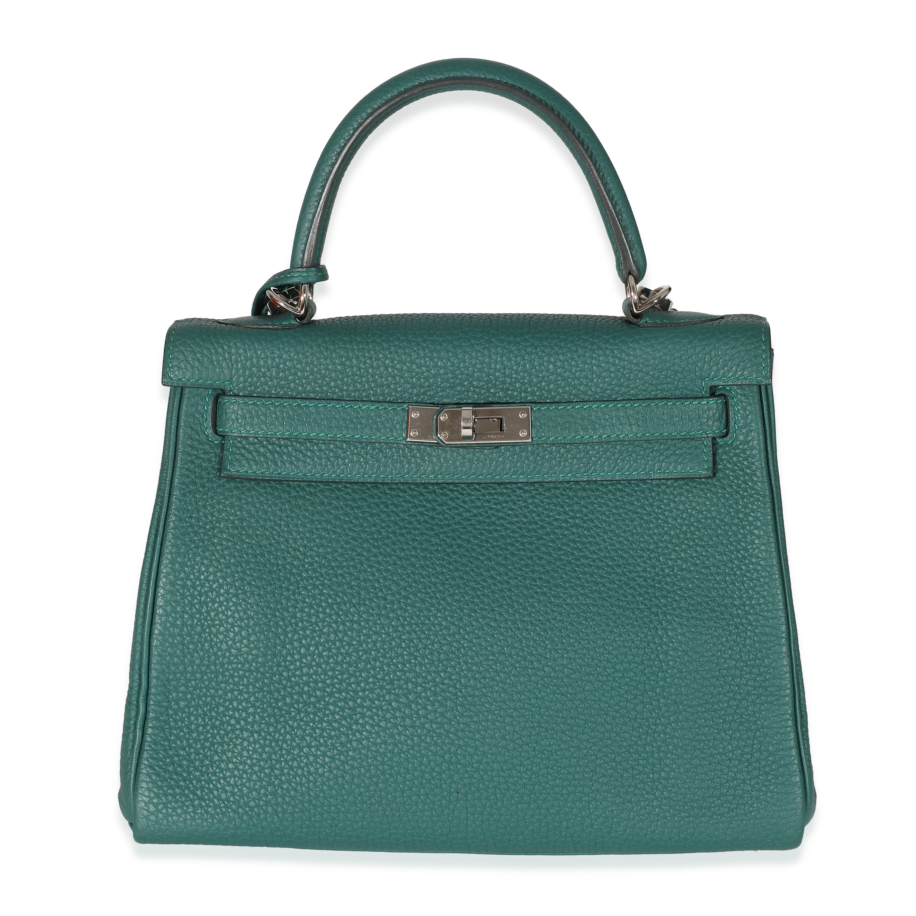 Hermès Malachite Togo Retourne Kelly 25 PHW Handbag fv