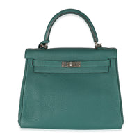 Hermès Malachite Togo Retourne Kelly 25 PHW Handbag fv