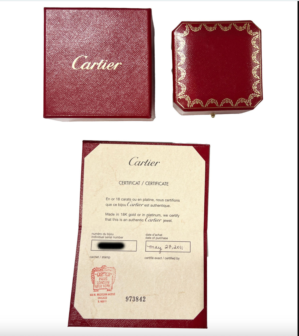 Cartier White Gold Small Model Love Ring box