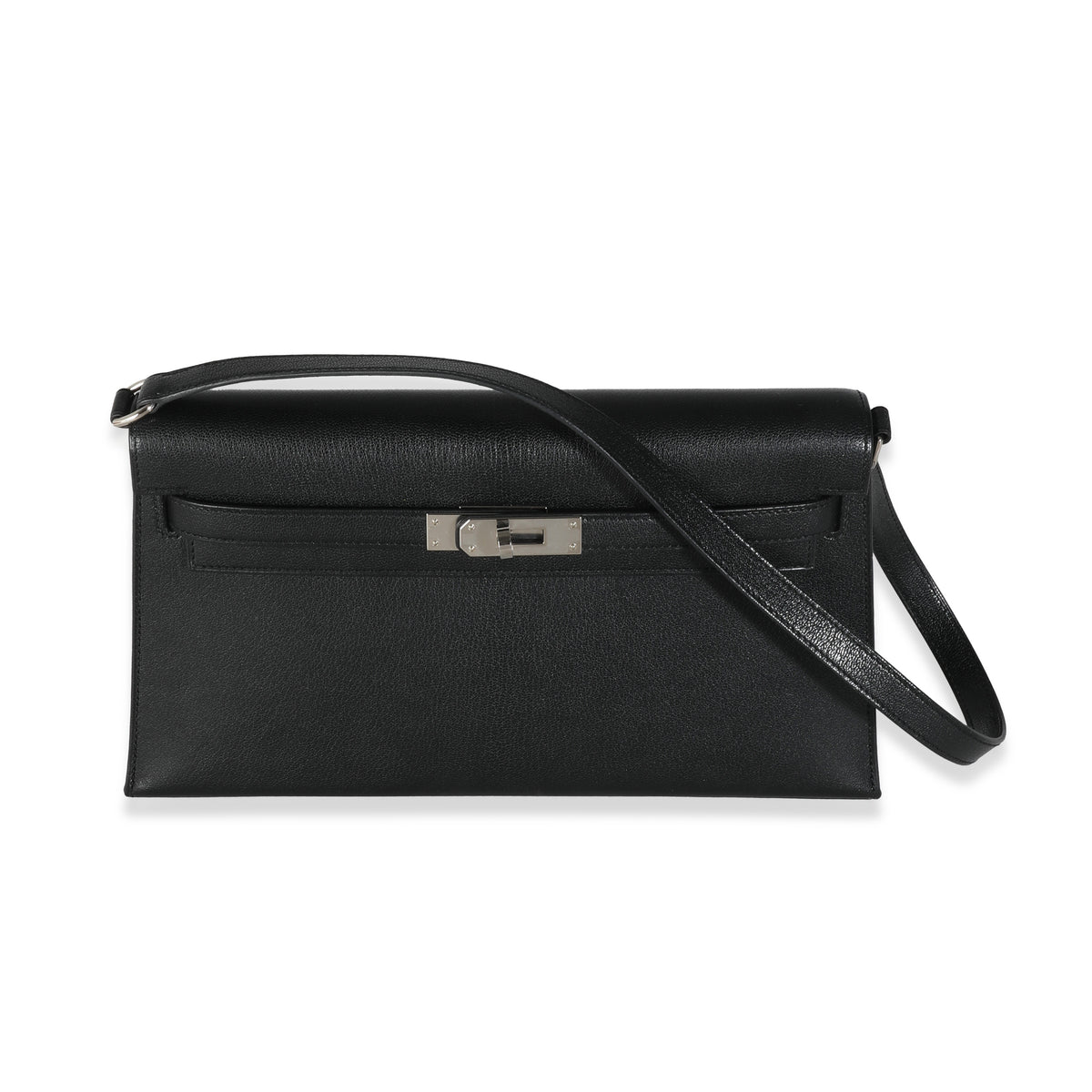 Hermès Black Chevre Chamkila Kelly Elan PHW Handbag fv