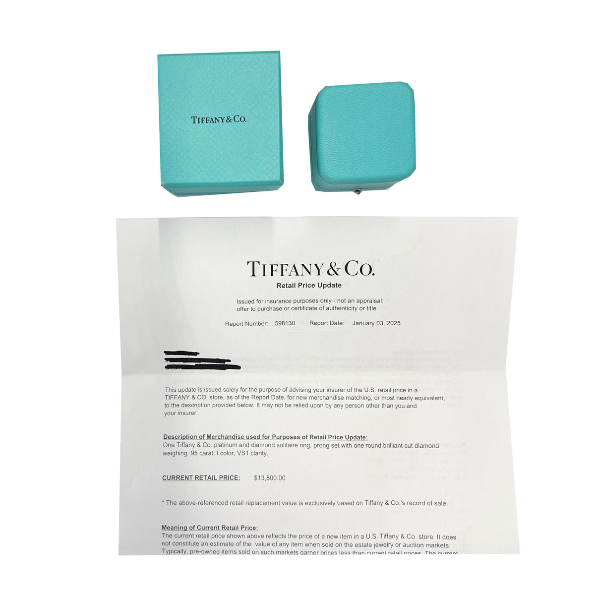 Tiffany & Co. 0.95 ct Round Brilliant Diamond Engagement Ring box