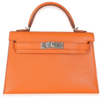 Hermès Feu Terre Battue Verso Mysore Chevre Sellier Mini Kelly 20 II PHW Handbag fv