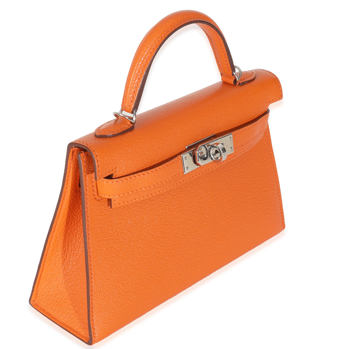 Hermès Feu Terre Battue Verso Mysore Chevre Sellier Mini Kelly 20 II PHW Handbag pv