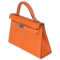 Hermès Feu Terre Battue Verso Mysore Chevre Sellier Mini Kelly 20 II PHW Handbag sv