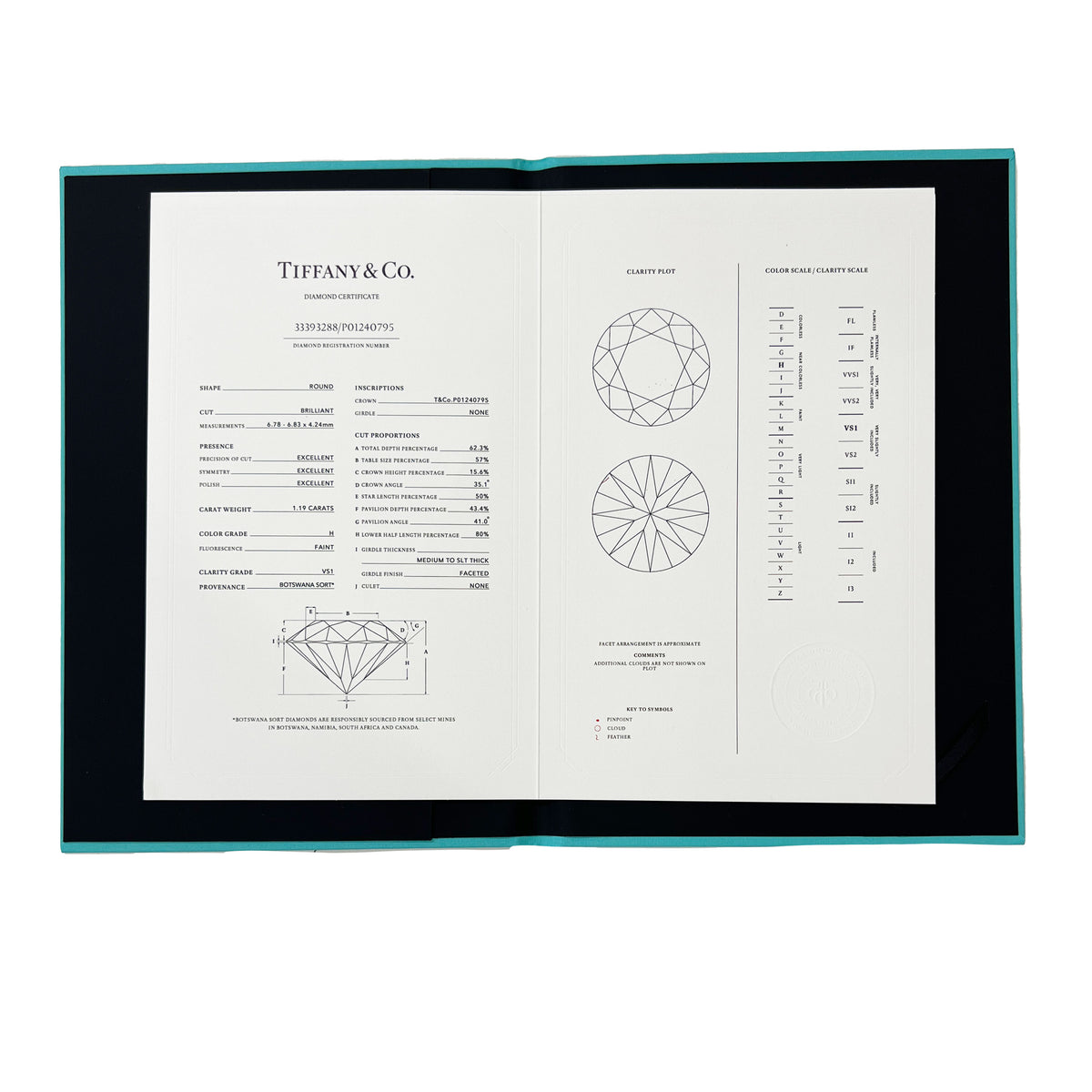 Tiffany & Co. 1.19 ct Round Brilliant Diamond Engagement Ring box