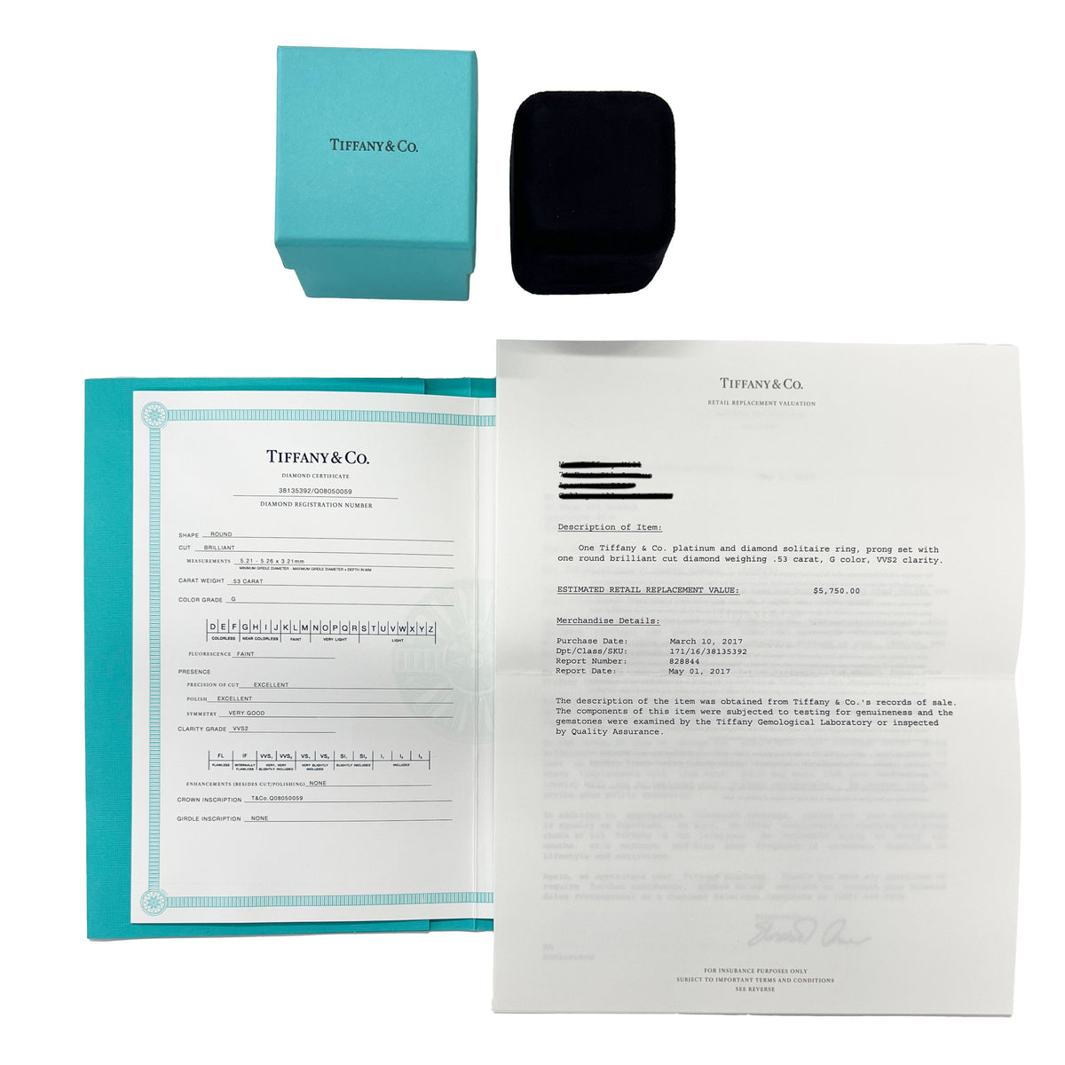 Tiffany & Co. 0.53 ct Round Brilliant Diamond Engagement Ring box