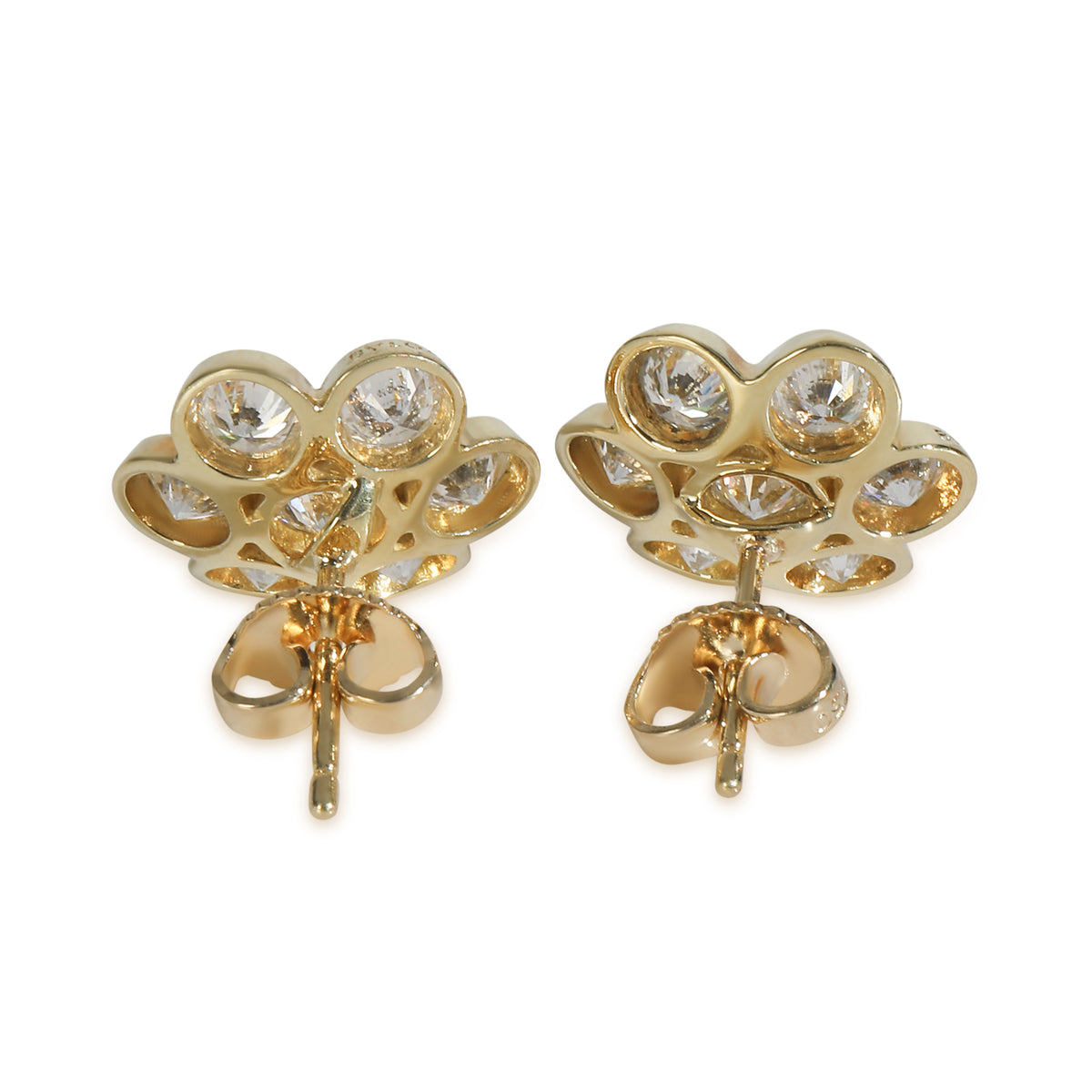 BVLGARI Yellow Gold Diamond Vintage Flower Cluster Earrings pv