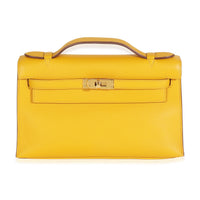 Hermès Jaune Ambre Swift Kelly Pochette GHW Handbag fv