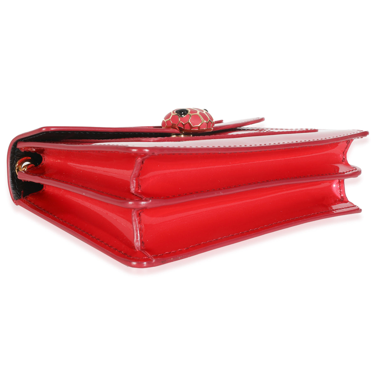 BVLGARI Bvlgari Dark Pink Patent Mini Serpenti Forever Crossbody Handbag av