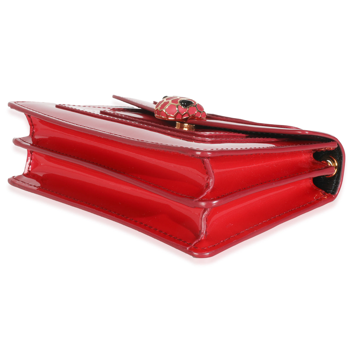 BVLGARI Bvlgari Dark Pink Patent Mini Serpenti Forever Crossbody Handbag clasp