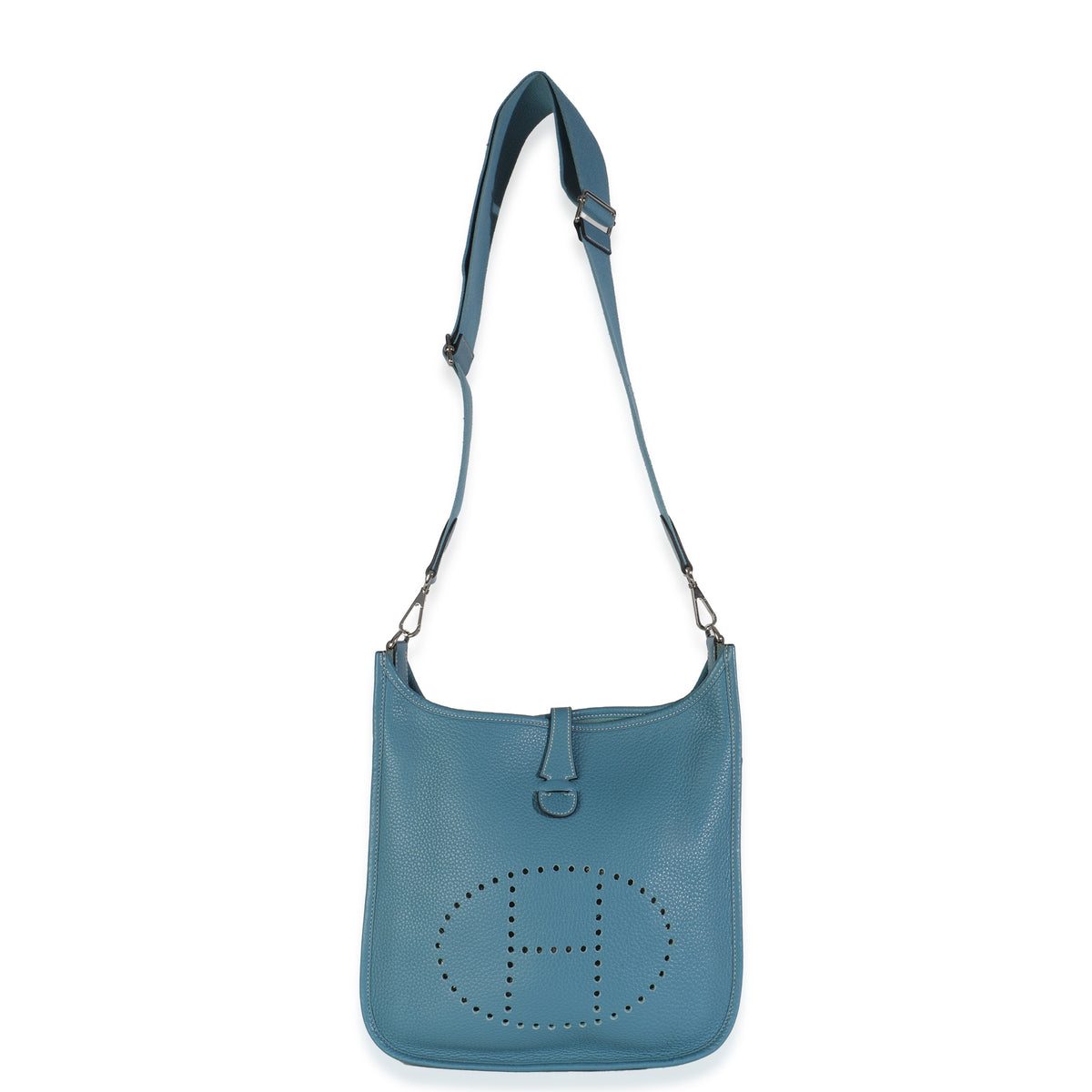 Hermès Bleu Jean Clemence Evelyne III PM PHW Handbag ad1