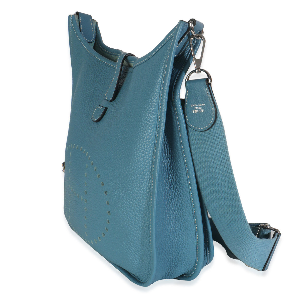 Hermès Bleu Jean Clemence Evelyne III PM PHW Handbag sv