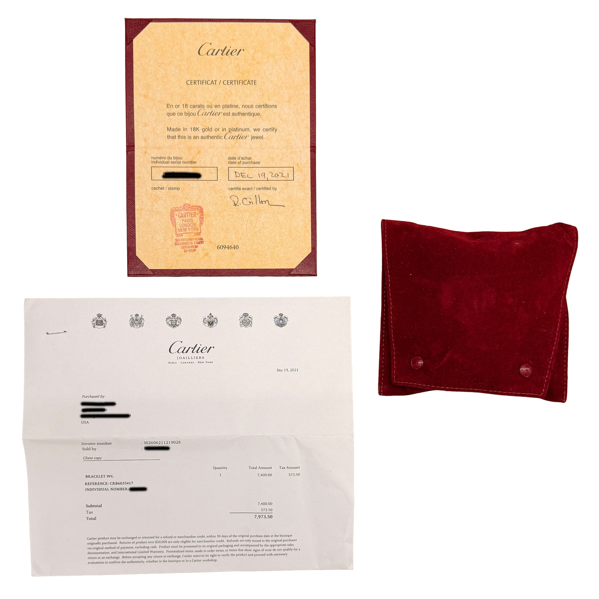 Cartier White Gold  Love Bracelet box