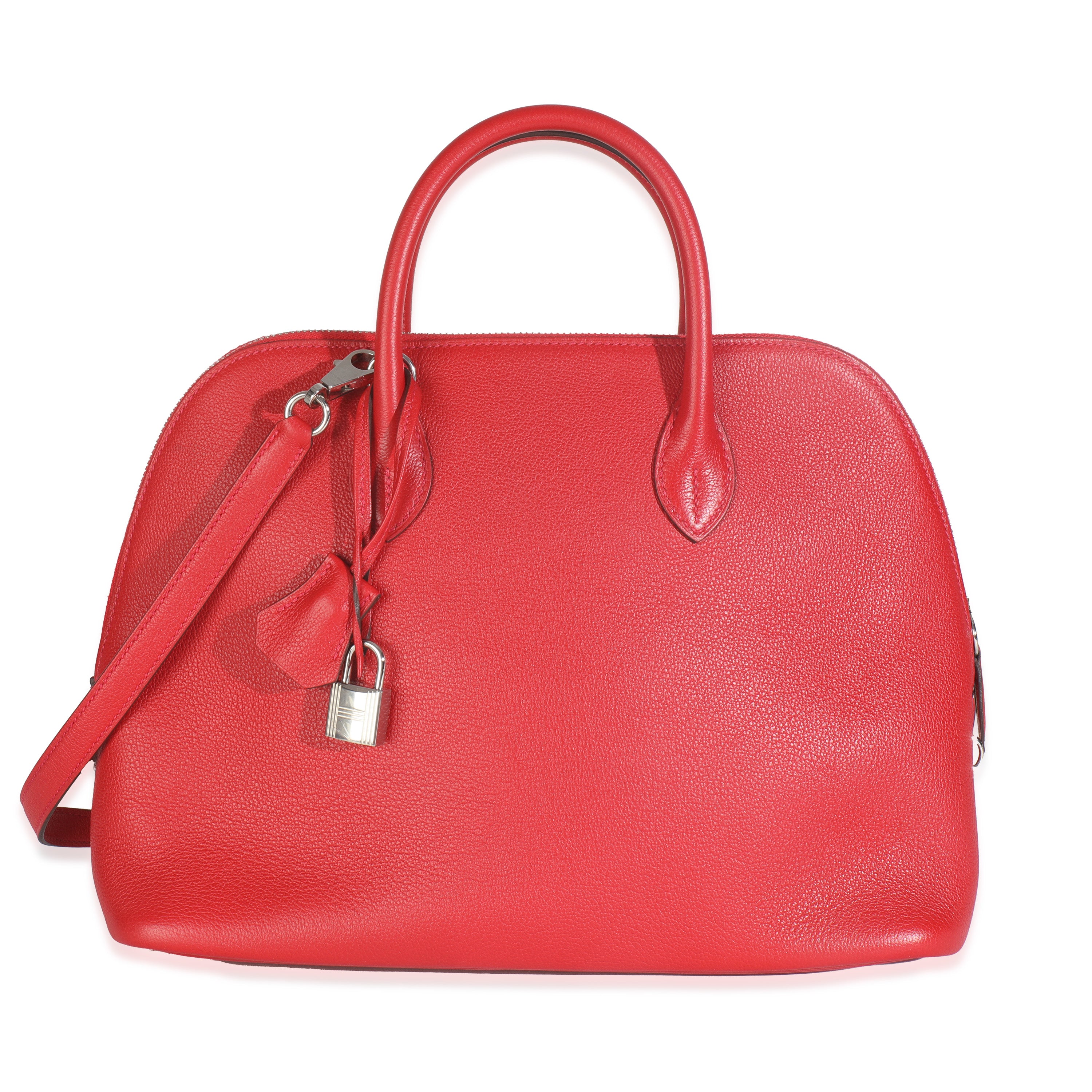 Hermès Rouge Pivoine Evercolor 1923 Bolide 30 PHW Handbag fv