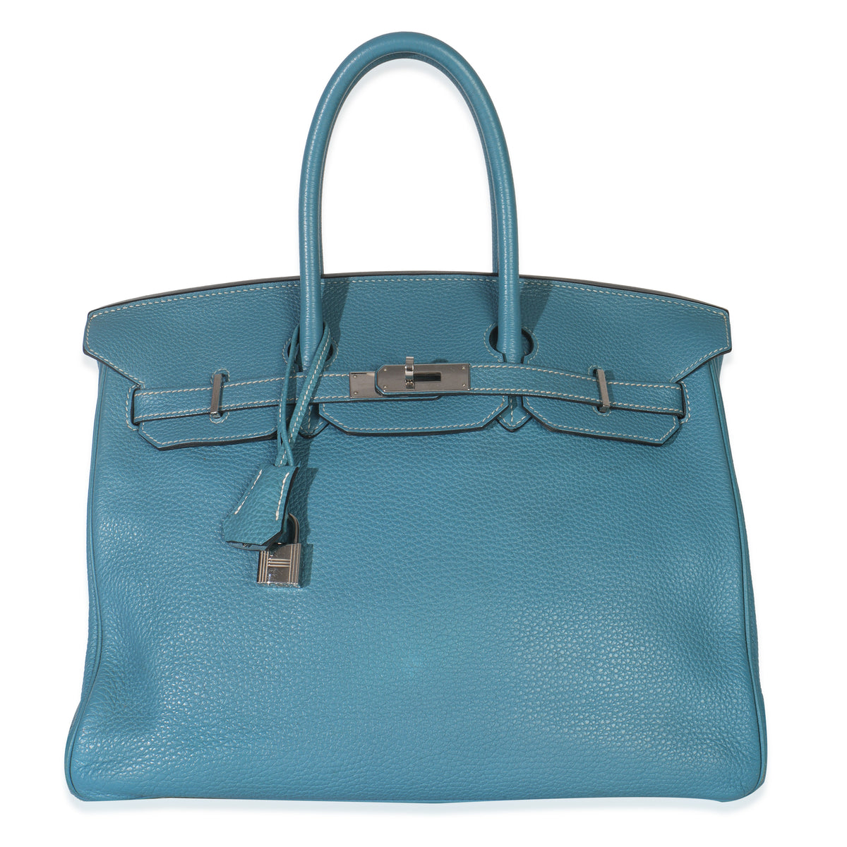Hermès Bleu Jean Togo Birkin 35 PHW Handbag fv