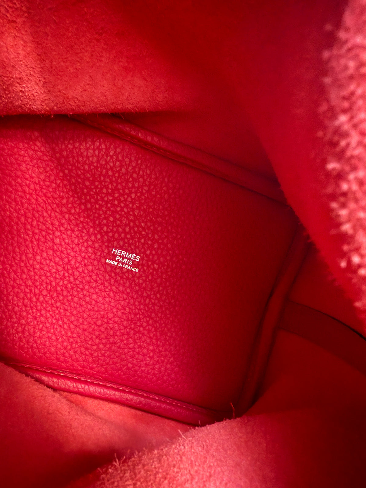 Hermès Framboise Rouge Sellier Clemence Eclat Picotin 18 PHW Handbag ad4