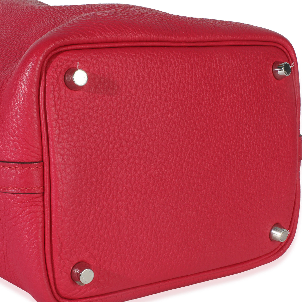 Hermès Framboise Rouge Sellier Clemence Eclat Picotin 18 PHW Handbag av