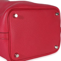 Hermès Framboise Rouge Sellier Clemence Eclat Picotin 18 PHW Handbag av
