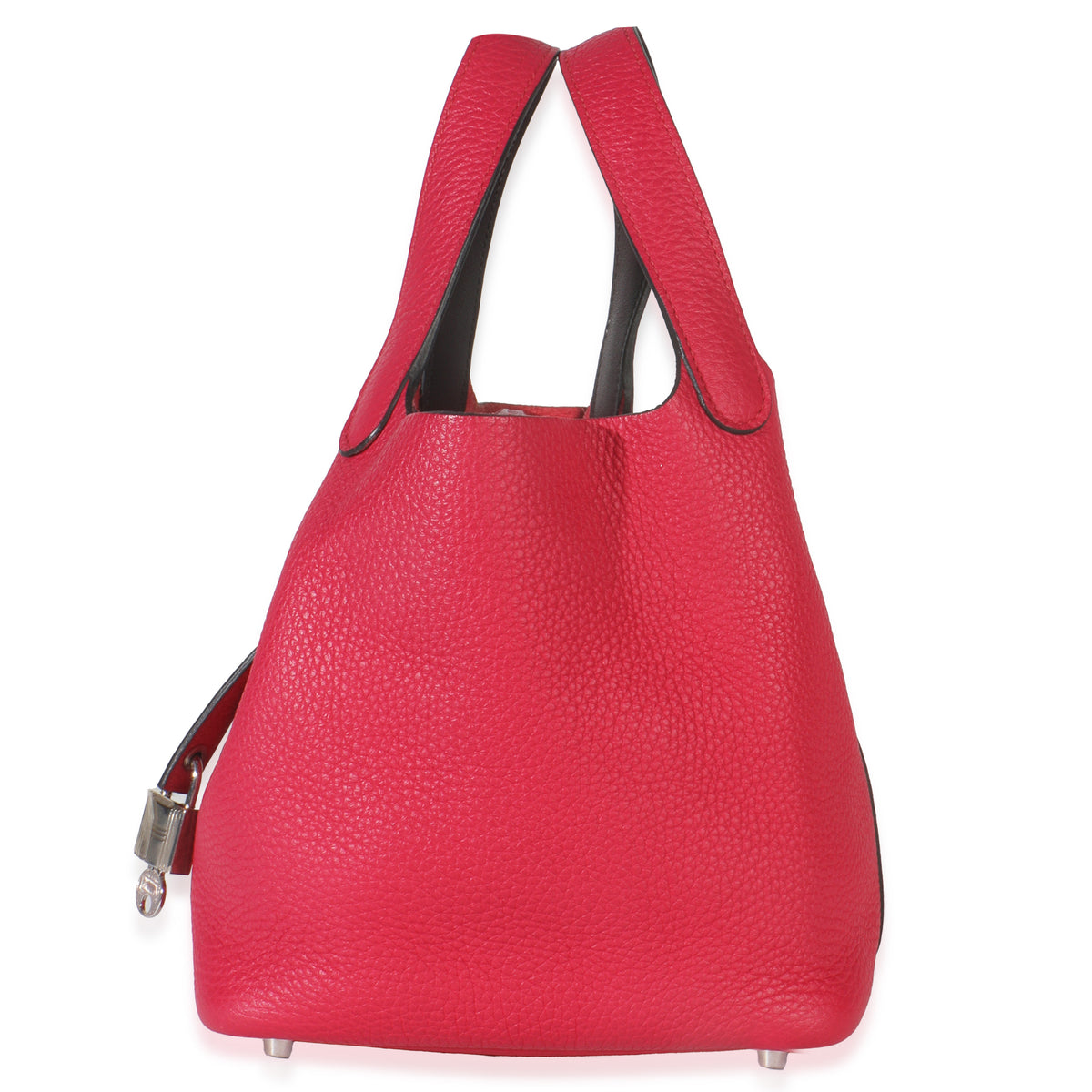 Hermès Framboise Rouge Sellier Clemence Eclat Picotin 18 PHW Handbag pv