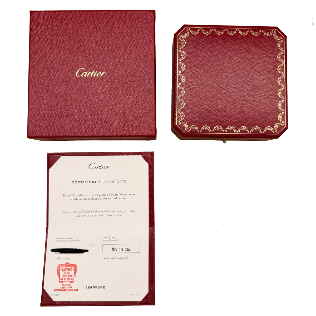 Cartier Yellow Gold Diamond Love Necklace box