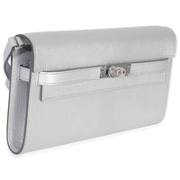 Hermès Argent Metallic Chevre Chamkilight Kelly Wallet To Go PHW Handbag pv