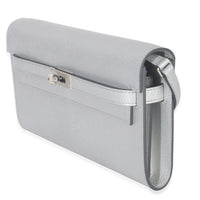 Hermès Argent Metallic Chevre Chamkilight Kelly Wallet To Go PHW Handbag sv