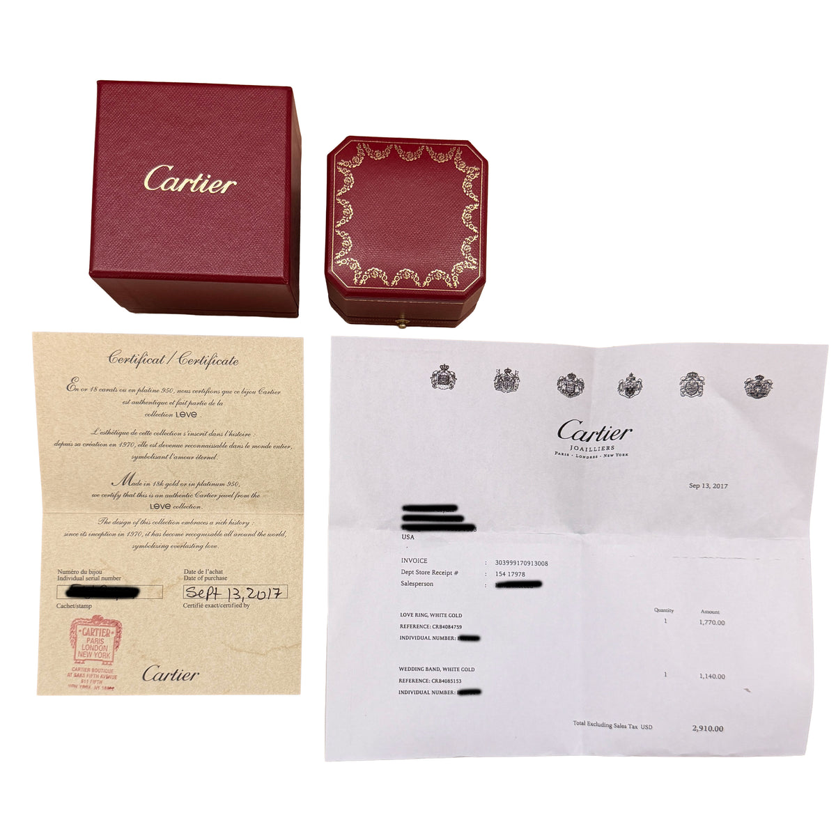 Cartier White Gold  Small Model Love Ring box