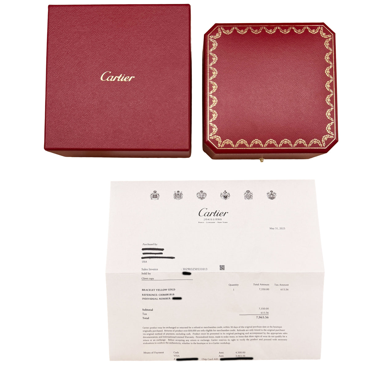 Cartier Yellow Gold  Single Screw Love Bracelet box