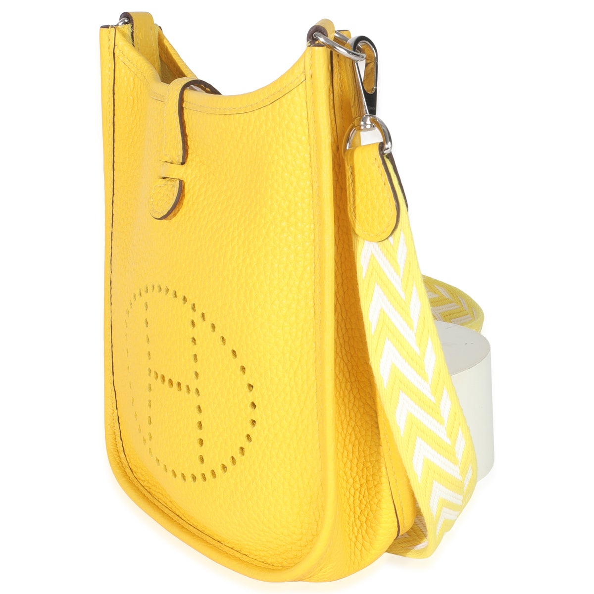 Hermès Jaune De Naples Clemence Mini Evelyne TPM PHW Handbag sv