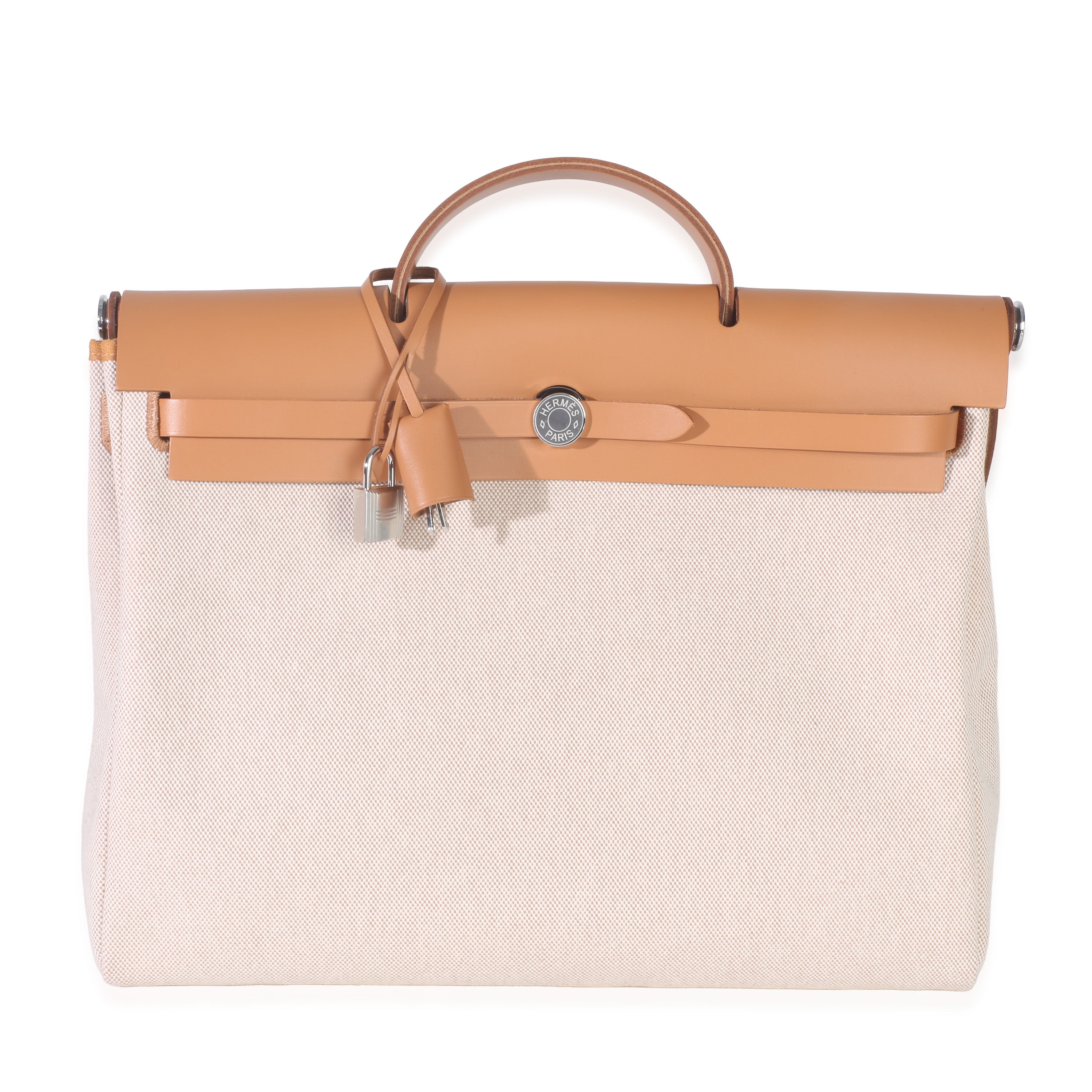 Hermès Ecru Beige Naturel Sable Toile Criss Viking Herbag Messenger 39 PHW Handbag fv