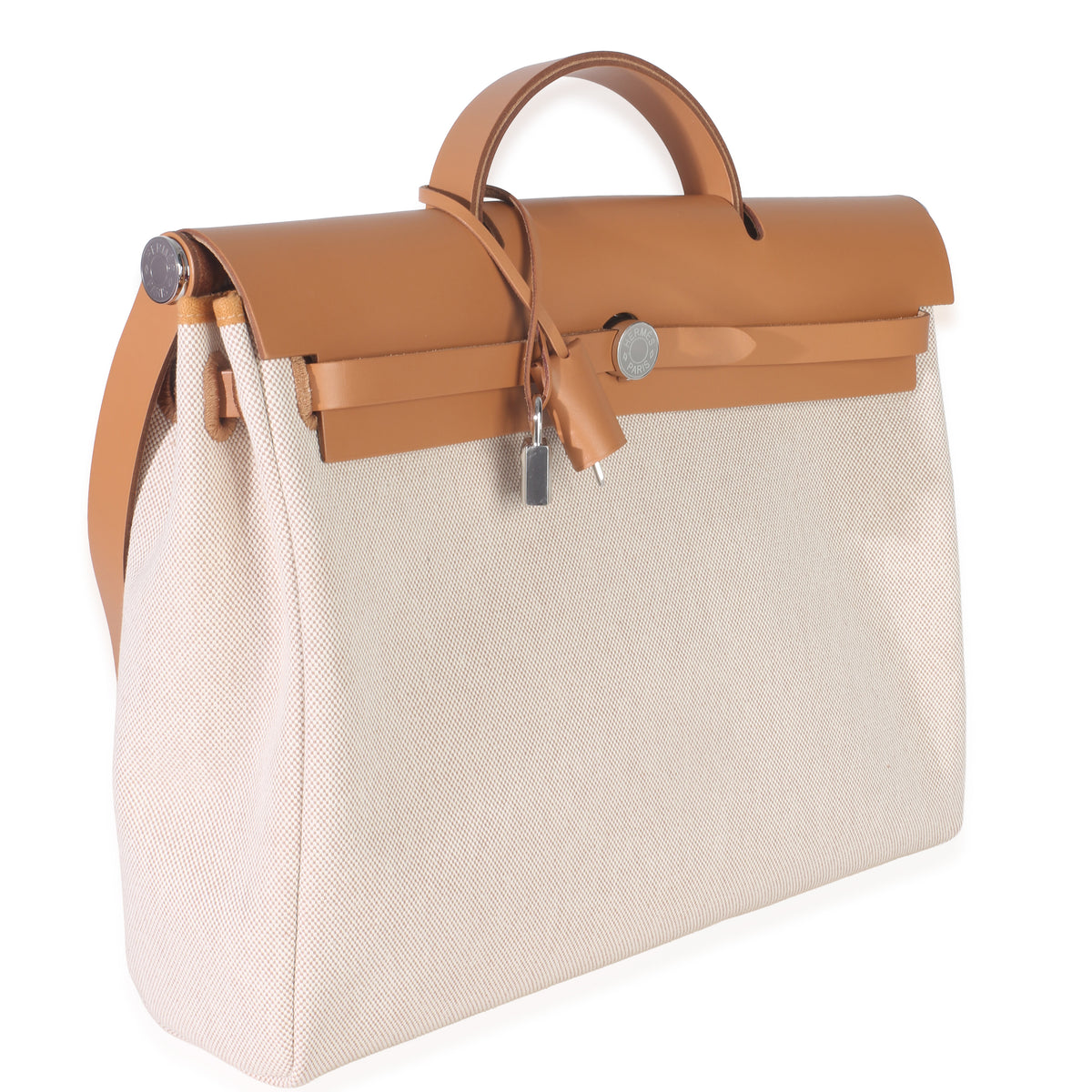 Hermès Ecru Beige Naturel Sable Toile Criss Viking Herbag Messenger 39 PHW Handbag pv