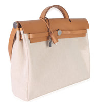 Hermès Ecru Beige Naturel Sable Toile Criss Viking Herbag Messenger 39 PHW Handbag pv