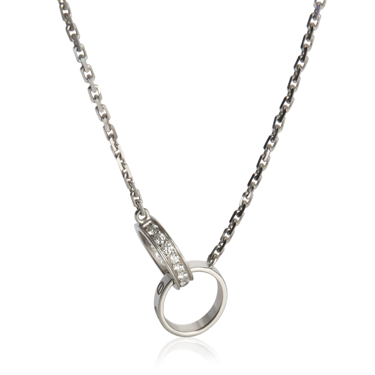 Cartier White Gold Diamond Love Necklace fv