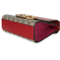 Gucci Red GG Supreme Canvas Small Padlock Shoulder Bag Handbag box