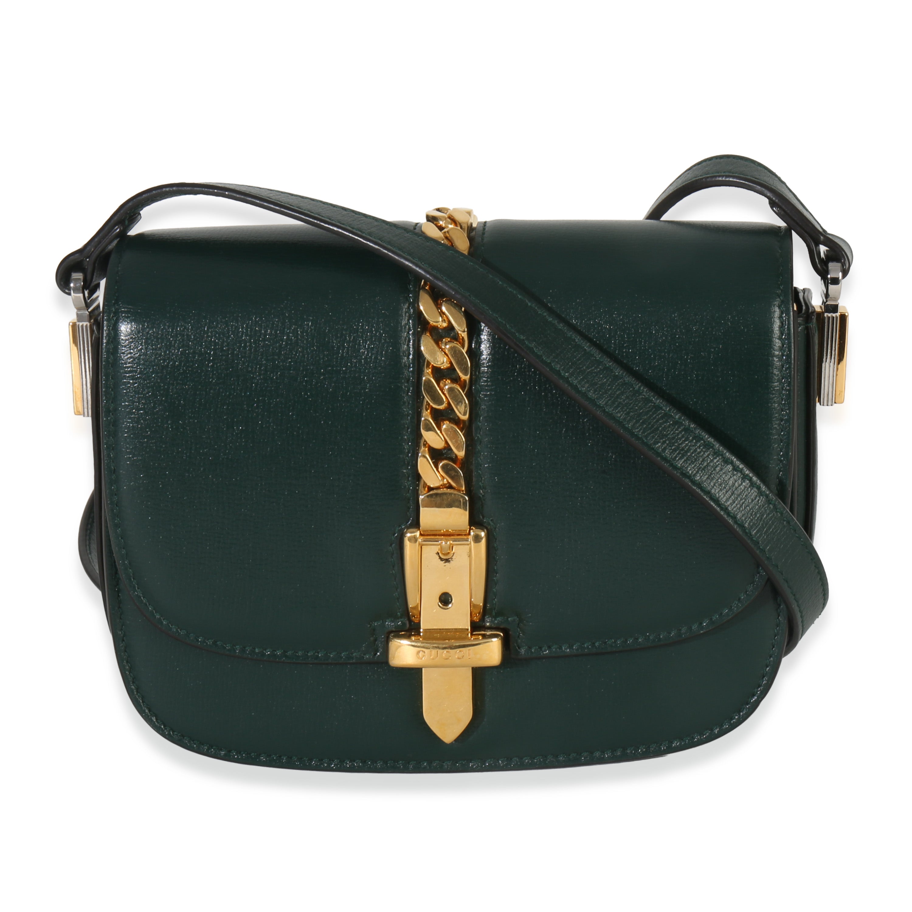 Gucci Dark Green Calfskin Mini Sylvie 1969 Bag Handbag fv