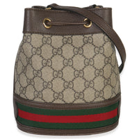 Gucci Beige GG Supreme Canvas Ophidia Mini Bucket Bag Handbag bv