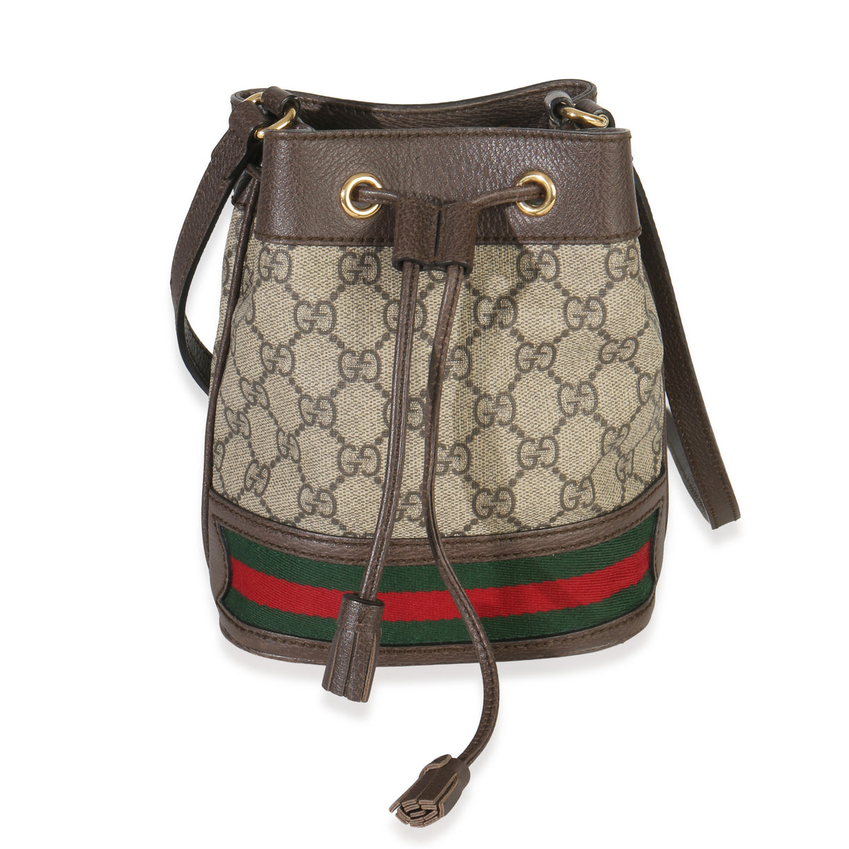 Gucci Beige GG Supreme Canvas Ophidia Mini Bucket Bag Handbag fv