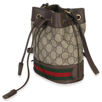 Gucci Beige GG Supreme Canvas Ophidia Mini Bucket Bag Handbag pv