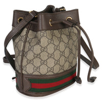 Gucci Beige GG Supreme Canvas Ophidia Mini Bucket Bag Handbag sv